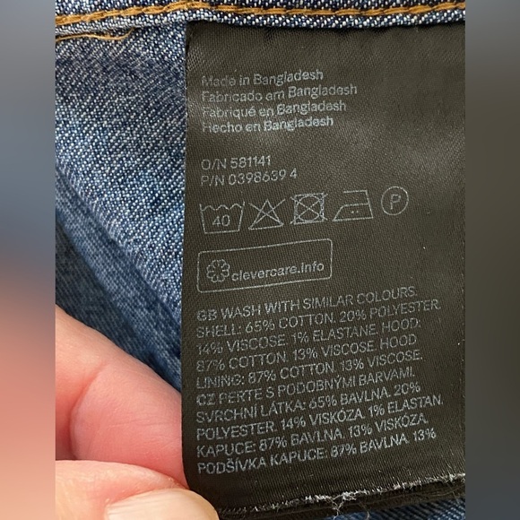 H&M Divided Blue Denim Jean Shacket with Gray Hood Size 2 - Picture 4 of 12